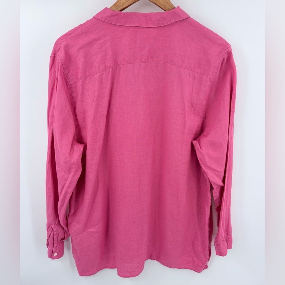 J.Jill love linen pink button up long sleeve blouse women’s size XL resort beach - Picture 5 of 5